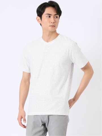 かすれプリント Vネック 半袖 Tシャツ