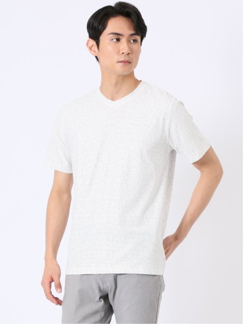 かすれプリント Vネック 半袖 Tシャツ