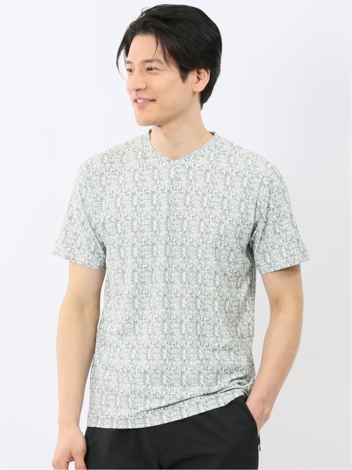 かすれプリント Vネック 半袖 Tシャツ