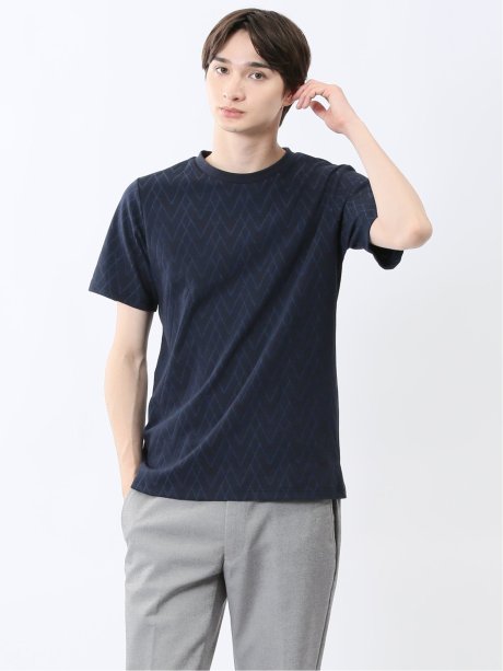 プレーティングジャガード クルーネック半袖Tシャツ