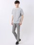 ストレッチ チェック プリント クルーネック 半袖 Tシャツ