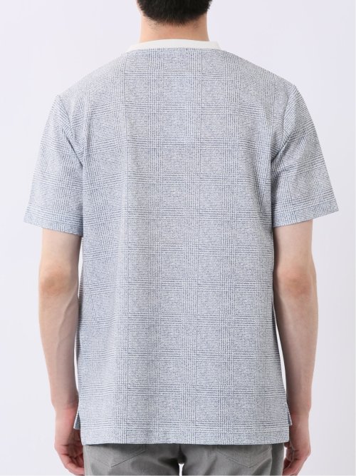 ストレッチ チェック プリント クルーネック 半袖 Tシャツ