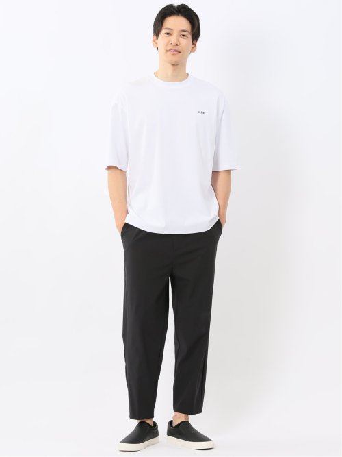 綿100% ロゴ刺繍 クルーネック半袖Tシャツ