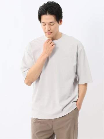 綿100% ロゴ刺繍 クルーネック半袖Tシャツ