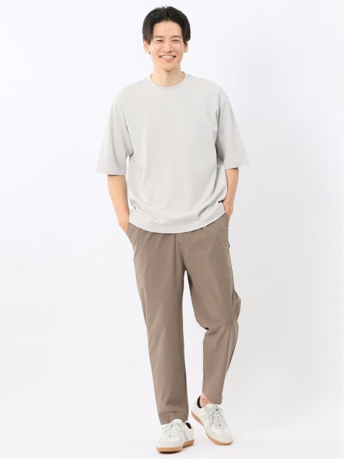 綿100% ロゴ刺繍 クルーネック半袖Tシャツ