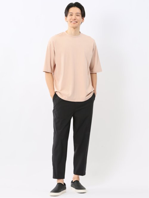 綿100% ロゴ刺繍 クルーネック半袖Tシャツ