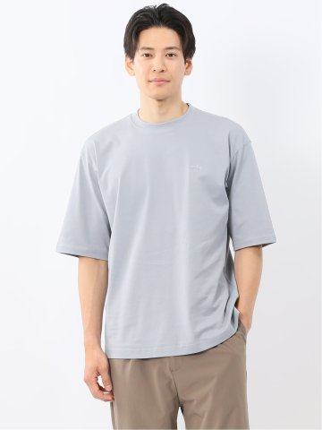 綿100% ロゴ刺繍 クルーネック半袖Tシャツ