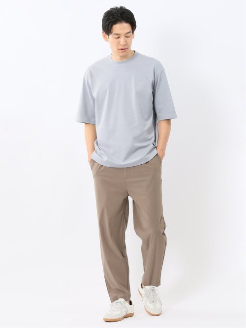 綿100% ロゴ刺繍 クルーネック半袖Tシャツ