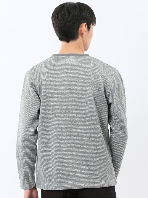 裏起毛カルゼ Vネック長袖Tシャツ