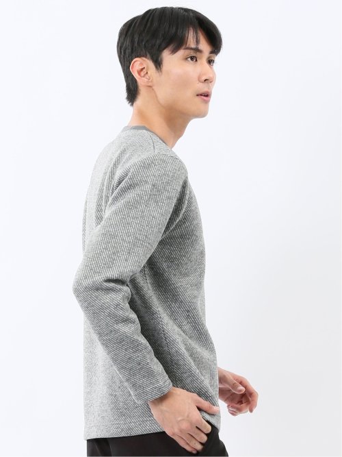 裏起毛カルゼ Vネック長袖Tシャツ