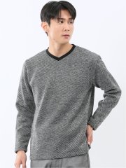 裏起毛カルゼ Vネック長袖Tシャツ