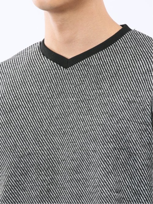 裏起毛カルゼ Vネック長袖Tシャツ