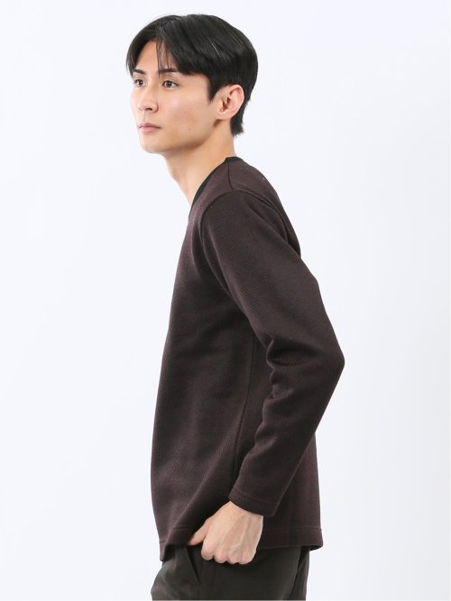 裏起毛カルゼ Vネック長袖Tシャツ