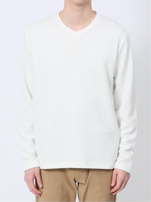 ストレッチ ダブルフェイス Vネックニットソー