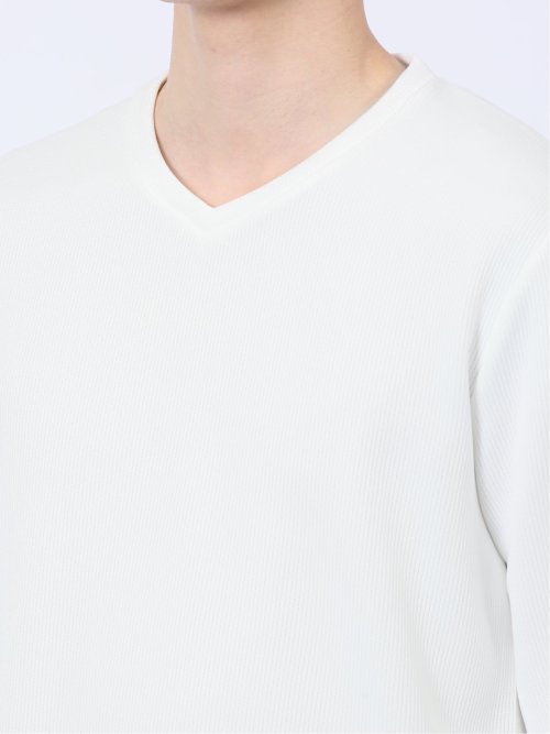 ストレッチ ダブルフェイス Vネックニットソー