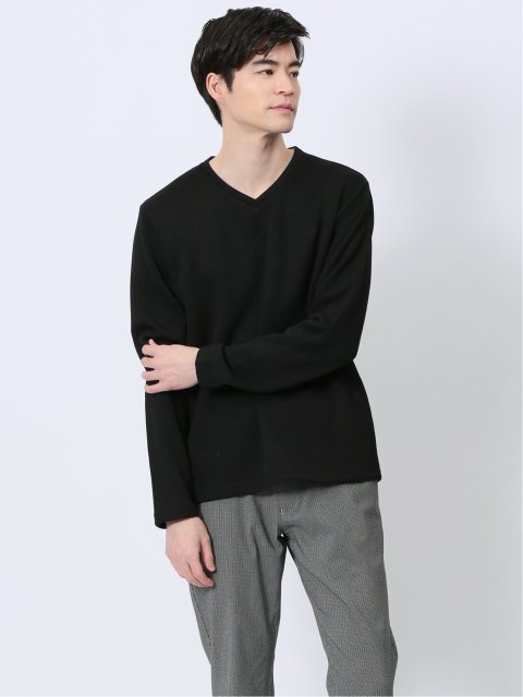SHELLAC Vネック Tシャツ サイズ48 煩かっ 黒