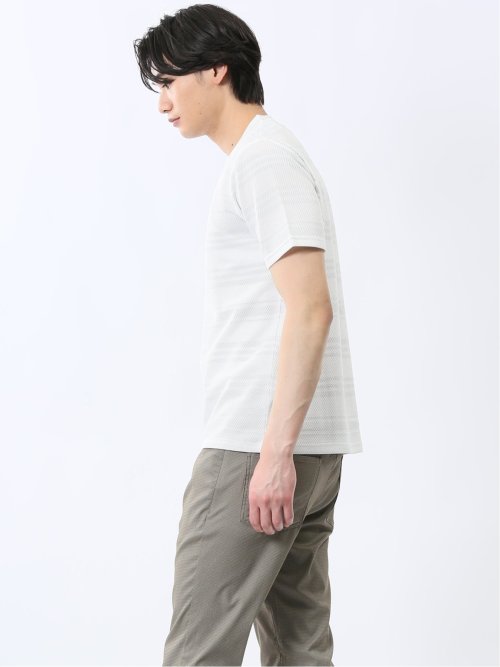 メッシュボーダー Vネック半袖Tシャツ