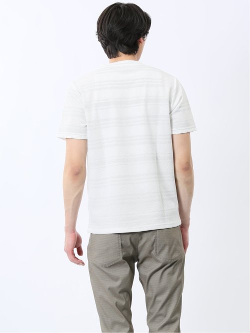 メッシュボーダー Vネック半袖Tシャツ