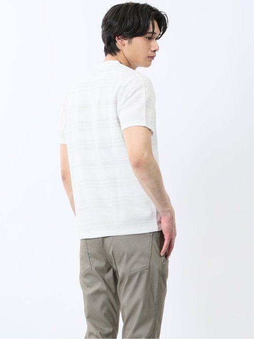 メッシュボーダー Vネック半袖Tシャツ