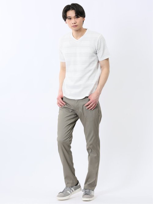 メッシュボーダー Vネック半袖Tシャツ