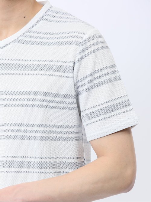 メッシュボーダー Vネック半袖Tシャツ