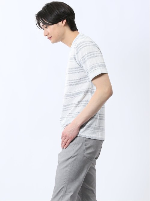 メッシュボーダー Vネック半袖Tシャツ