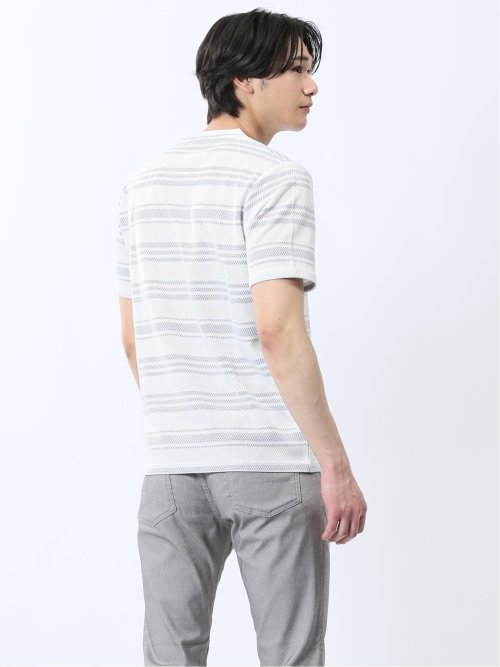 メッシュボーダー Vネック半袖Tシャツ