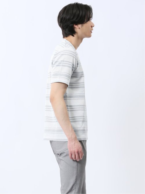 メッシュボーダー Vネック半袖Tシャツ