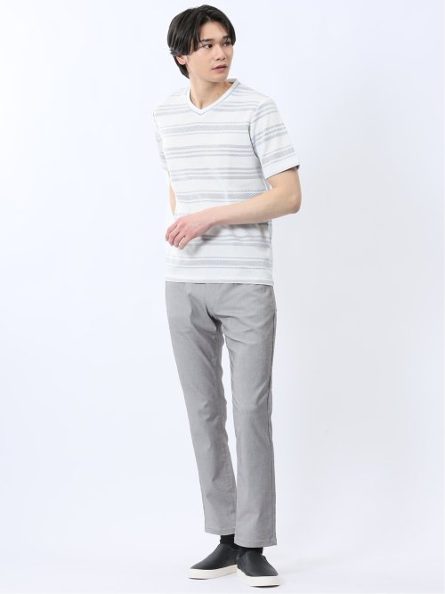 メッシュボーダー Vネック半袖Tシャツ