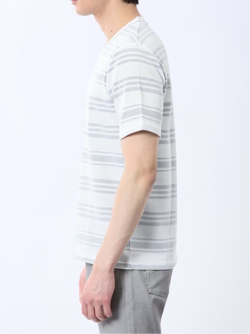 メッシュボーダー Vネック半袖Tシャツ