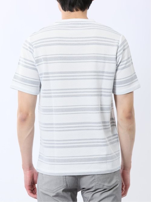 メッシュボーダー Vネック半袖Tシャツ