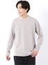 Tシャツ メンズ 長袖 ストレッチ クルーネック フェイクレイヤード 綿混 メランジ ジャガード