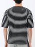 ストレッチ ボーダー クルーネック 5分袖 Tシャツ