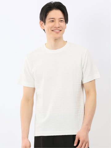 チェック ジャガード クルーネック 半袖 Tシャツ
