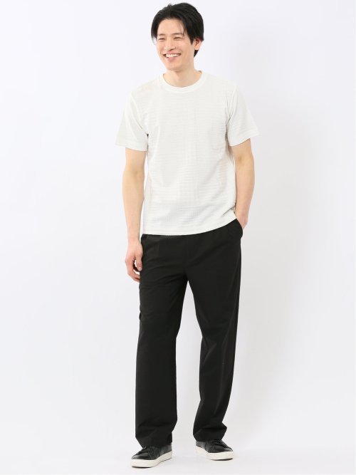 チェック ジャガード クルーネック 半袖 Tシャツ