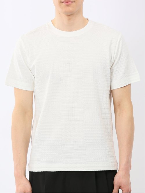 チェック ジャガード クルーネック 半袖 Tシャツ