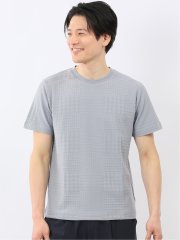 チェック ジャガード クルーネック 半袖 Tシャツ