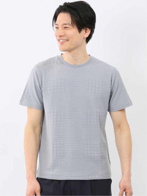 チェック ジャガード クルーネック 半袖 Tシャツ