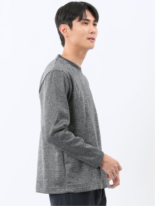 裏起毛ヘリンボン クルーネック長袖Tシャツ
