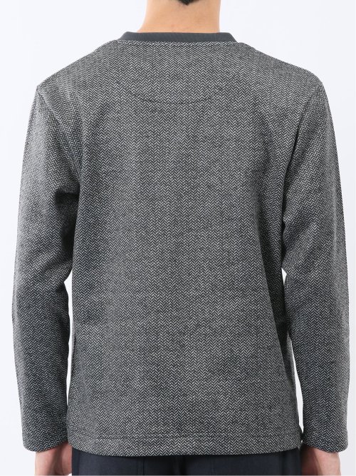 裏起毛ヘリンボン クルーネック長袖Tシャツ