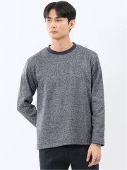 裏起毛ヘリンボン クルーネック長袖Tシャツ