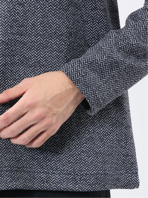 裏起毛ヘリンボン クルーネック長袖Tシャツ