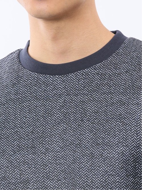 裏起毛ヘリンボン クルーネック長袖Tシャツ