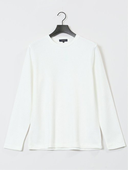 メランジワッフル クルーネック長袖Tシャツ