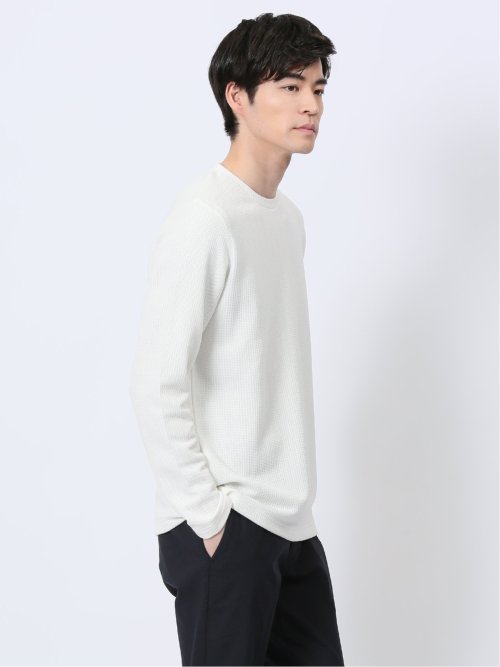 メランジワッフル クルーネック長袖Tシャツ
