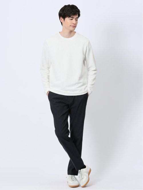 メランジワッフル クルーネック長袖Tシャツ