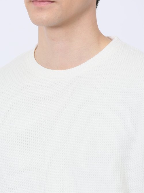 メランジワッフル クルーネック長袖Tシャツ