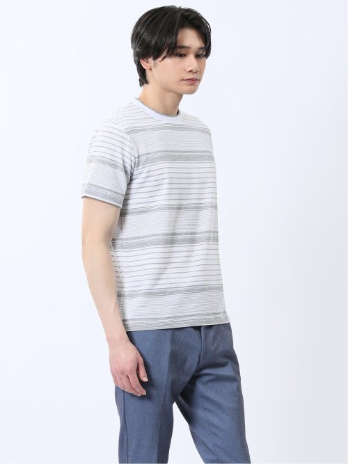 ポップコーンボーダー クルーネック半袖Tシャツ