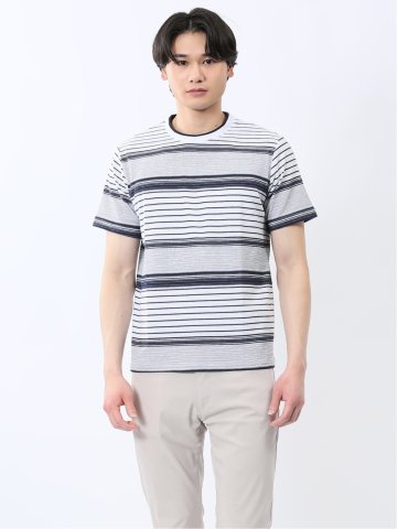 ポップコーンボーダー クルーネック半袖Tシャツ