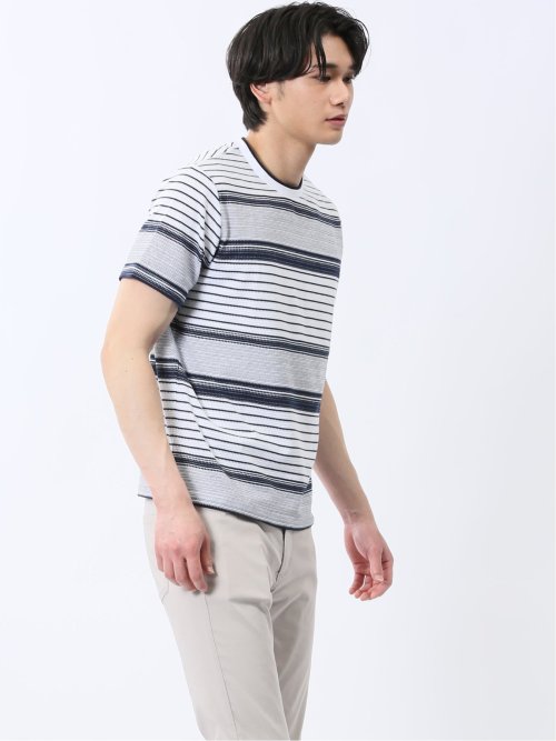 ポップコーンボーダー クルーネック半袖Tシャツ